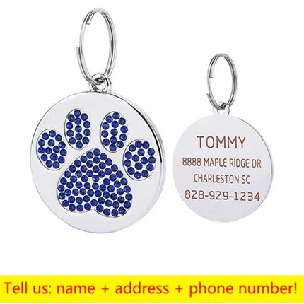 Stainless Steel Engraved Pet Name Collar Pendant ID Tags Personalized