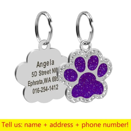 Stainless Steel Engraved Pet Name Collar Pendant ID Tags Personalized