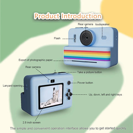 2.8 Inch Large Screen Instant Print Camera, HD Digital Video Camera