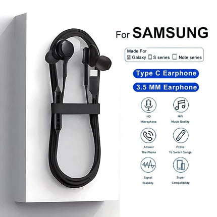 Original Type C Wired Earphone For Samsung Galaxy S23 S21 S22 Ultra