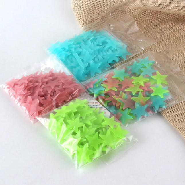 100Pcs/Set Stars Luminous Wall Stickers Glow In The Dark For Kids Baby
