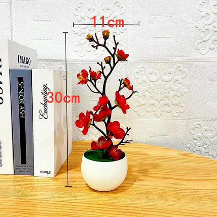Simulation Plum Flower Pot Plant Artificial Plastic Fake Flowers Home