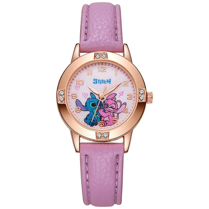 Disney Children's Watches Cute Cartoon Stitch Imitation Diamond Belt