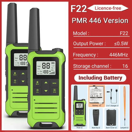 2PCS Baofeng F22 PMR FRS Mini Walkie Talkie Waterproof Type-C