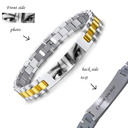 Personalized Engrave ID Bracelet for Men Wristband Stainless Steel