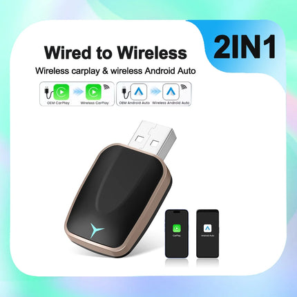 2 in 1 Smart Dongle AI Box Mini Adapter Wired to Wireless