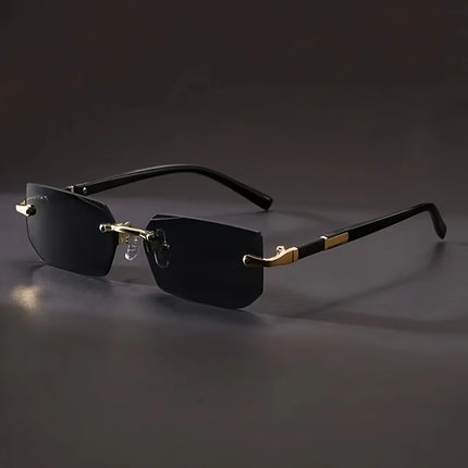1pc Rimless Sunglasses Rectangle Women Men Shades Small Square Sun