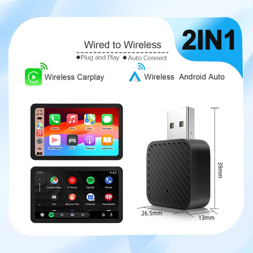2 in 1 Smart Dongle AI Box Mini Adapter Wired to Wireless