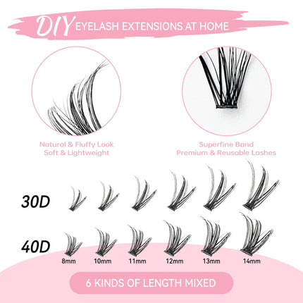 DIY Lashes Extension Kit Lash Bond and Seal Remover Eyelashes 200 PCS