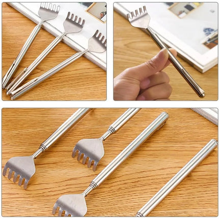 silvery Telescopic Back Scratcher,  Portable Extendable Stainless