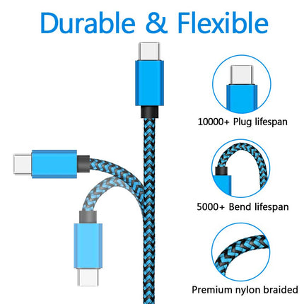 USB Type C Cable Date Sync 2.4A Fast Charging Nylon Braided Wire
