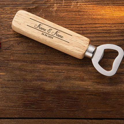 Personalized Bottle Opener Wedding Favour Gift for Him Engraved Wooden