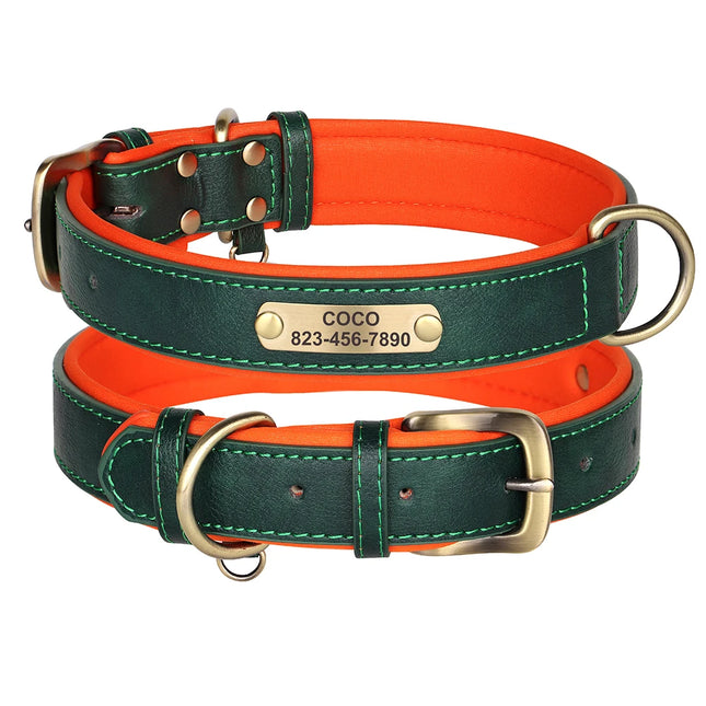 Personalized Dog Collar PU Leather Dogs Collars Free Engraving Pet ID