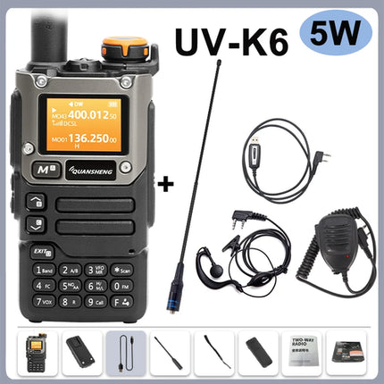 Quansheng UV-K6 Walkie Talkie 5W Air Band Radio Type C Charge UHF VHF