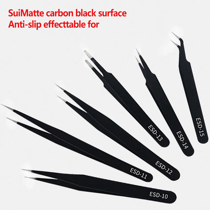 6pcs Precision Tweezers Set ESD Anti-Static Stainless Steel Tweezers