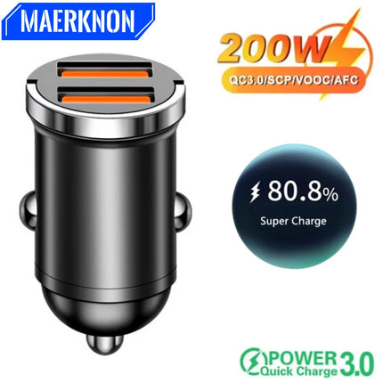 USB Car Charger 200W Fast Charging Type C Car Phone Charger Adapter