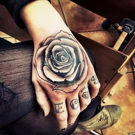 Waterproof Temporary Tattoo Sticker Rose Flower Hand back tatto Art