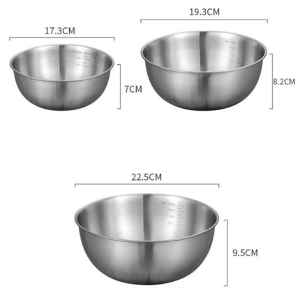 1-3 Stainless Steel Bowl Set with Scale for Cooking Baking Food