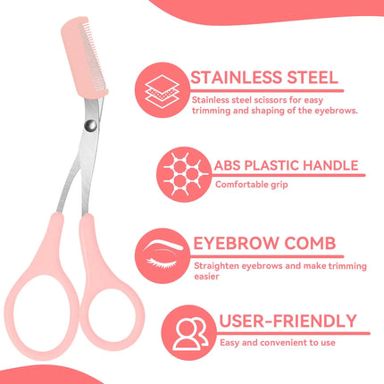 Eyebrow Trimmer, Stainless Steel Eyebrow Scissors With Comb, Eyebrow