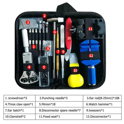 147Pcs/Set Watch Repair Tools kit Set with opener remover tweezers