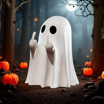 New Cute Middle Finger Ghost Statue Small Halloween Decor for Home