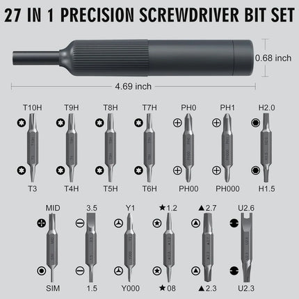 27 in 1 Precision Screwdriver Set  Magnetic Bits Pen Style Manual