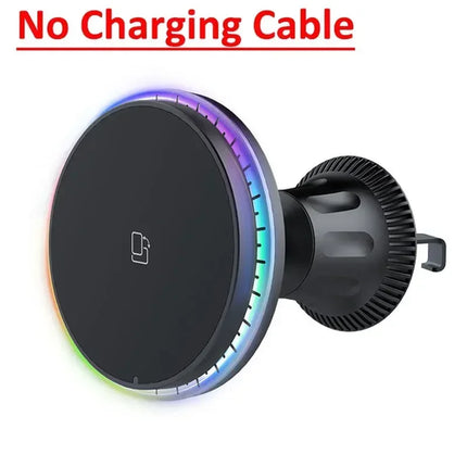 30W Magnetic Car Wireless Chargers RGB LED Light For iPhone 12 13 14