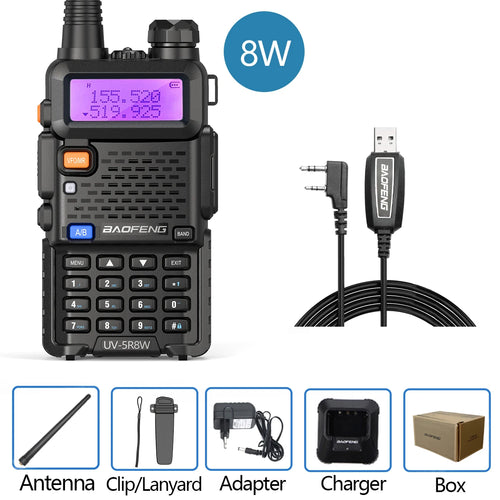 Baofeng Walkie Talkie UV 5R 5W 8W Dual Band Ham Two Way Radio Vhf Uhf