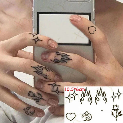 Waterproof Temporary Tattoo Sticker Black Hand Drawn Heart Design Body
