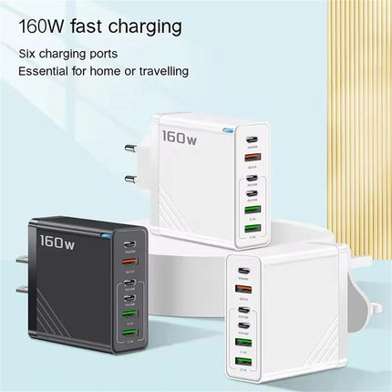 160W Multi Ports USB Charger Type C Fast Charging EU/US Plug Wall