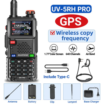 Baofeng UV-5RH PRO GPS Walkie Talkie Long Range Multi Band Wirless