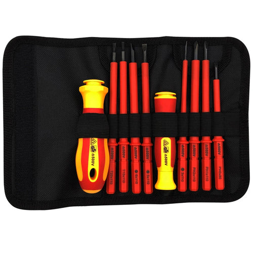 10Pcs Interchangeable Blade VDE Insulated Screwdriver Set with Case
