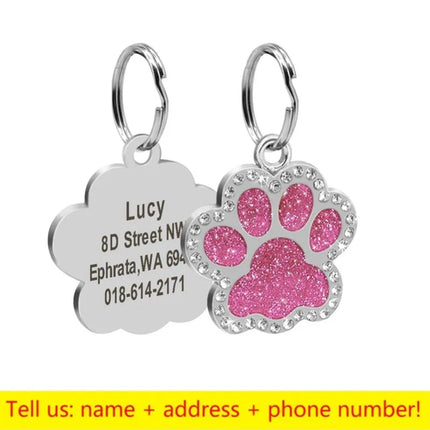Stainless Steel Engraved Pet Name Collar Pendant ID Tags Personalized
