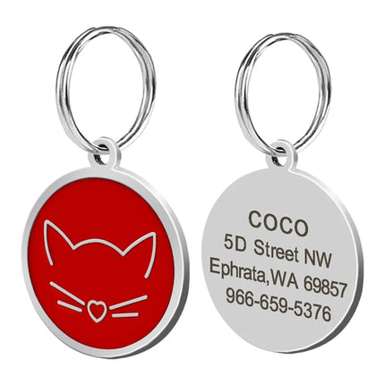 Cute Cat Tag Small Dog ID Tags Free Engraved Name Cats Kitten Name Tag