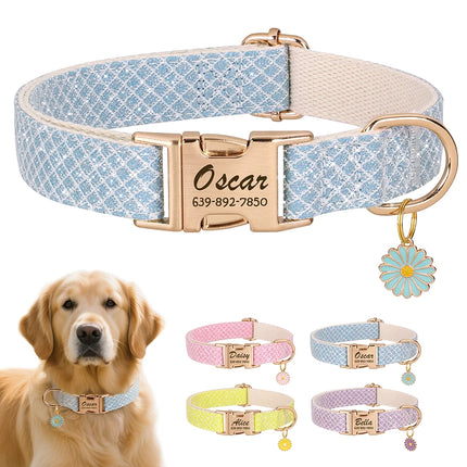 Custom Bling Nylon Dog Collar Free Engraved Puppy Dog ID Name Collars
