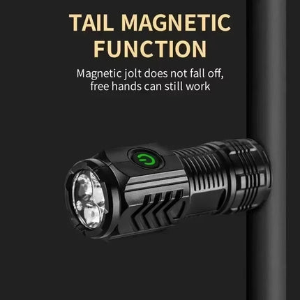 Portable Mini LED Flashlight Powerful 3*Wick Small Pocket Torch USB