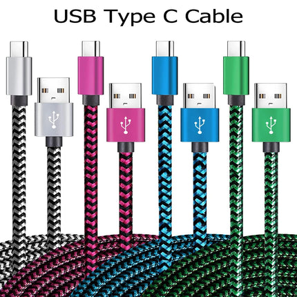 USB Type C Cable Date Sync 2.4A Fast 1M 2M 3M Charging Nylon Braided