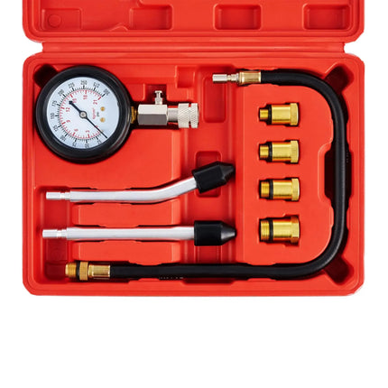 8PCS Professional Petrol Engine Compression Tester Kit 0-300 PSI Fuel