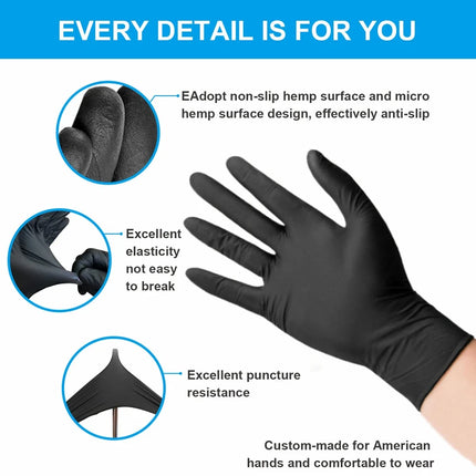 Disposable Nitrile Gloves Black Powder & Latex Free Cleaning Gloves