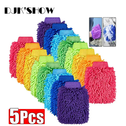 1/3/5pcs Microfiber Car Wash Gloves Auto Gloves Ultra Absorbent Wash