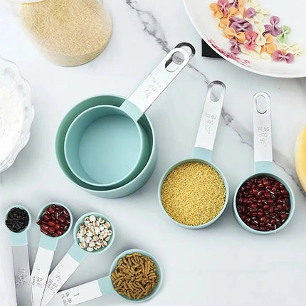 8PCS Stainless Steel Measuring Cup and Spoon Set with Handle Accurate