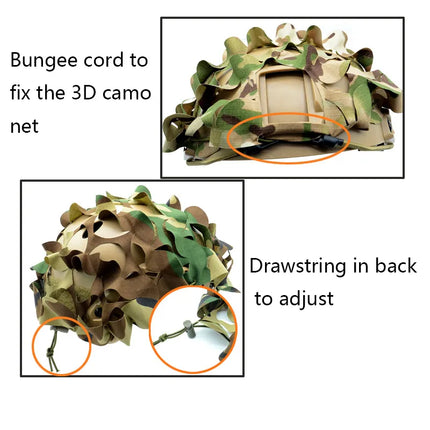 3D Camo Net Airsoft Helmet Cover Laser Cut Nylon Drawstring Helmet