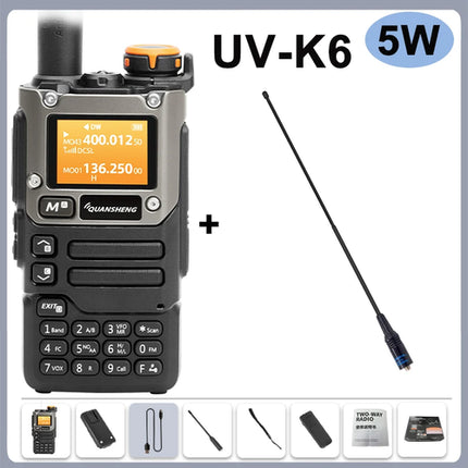 Quansheng UV-K6 Walkie Talkie 5W Air Band Radio Type C Charge UHF VHF