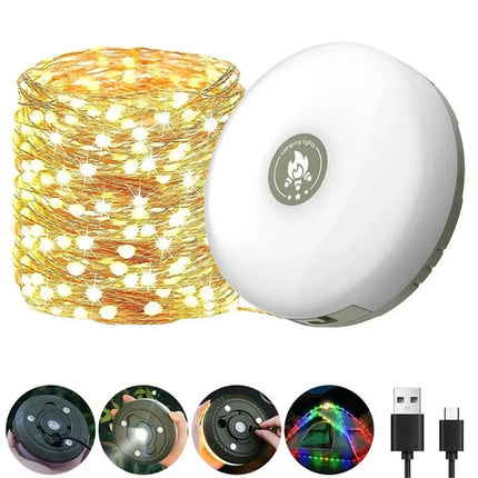 Camping String Lights Rechargeable LED Flashlight Hook lamp 4 in 1