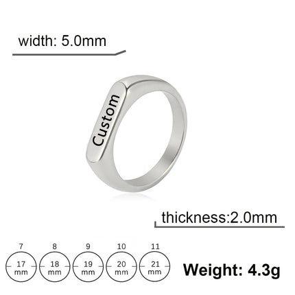 Engrave Name Finger Rings Personalized Custom Ring Gift For Woman Men