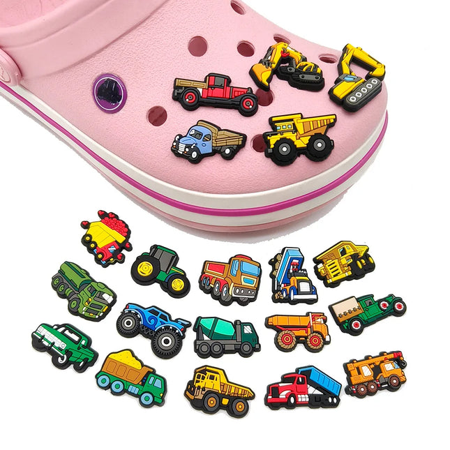 20pcs Engineering vehicle Car goods train tractor Forklift Shoe Charms