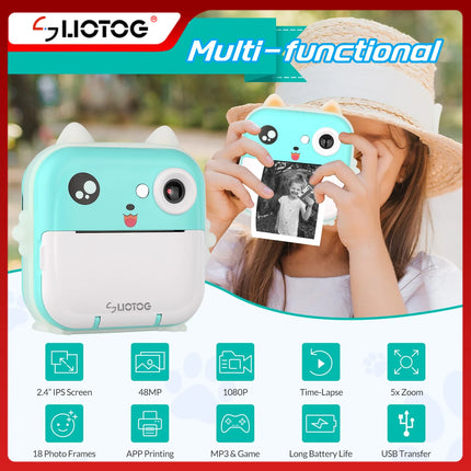 Children Digital Camera 1080P HD Toys Thermal Print Camera for Boys