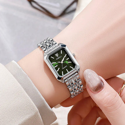 Luxury Women Watches Fashion Rectangle Ladies Steel Band Quartz Watch