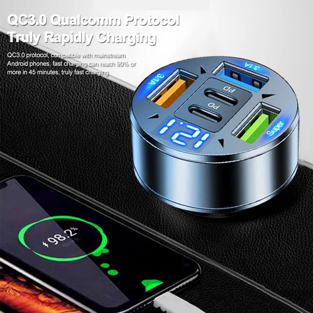 250W 5 Ports Car Charger Fast Charging PD QC3.0 USB C Car Phone