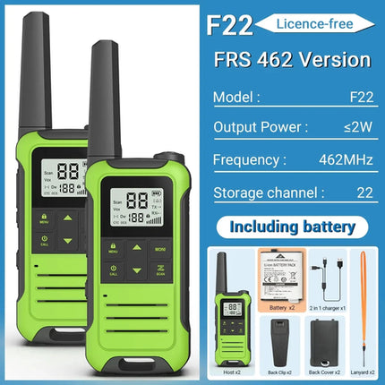 2PCS Baofeng F22 PMR FRS Mini Walkie Talkie Waterproof Type-C